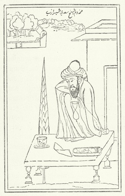 Den persiske poeten Saadi (gravyr) av German School
