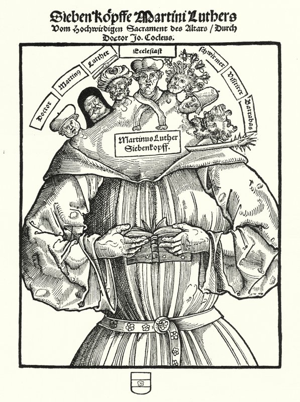 Martin Luthers sju huvuden (gravyr) av German School