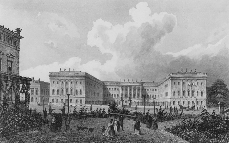 Universitetsbyggnader, Berlin (stålgravyr) av German School