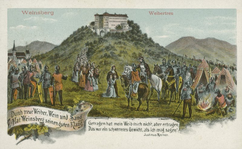Weinsberg, Tyskland (färg litho) av German School
