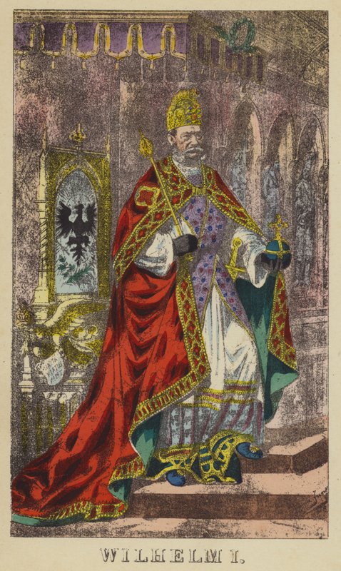 Wilhelm I (färgad gravyr) av German School