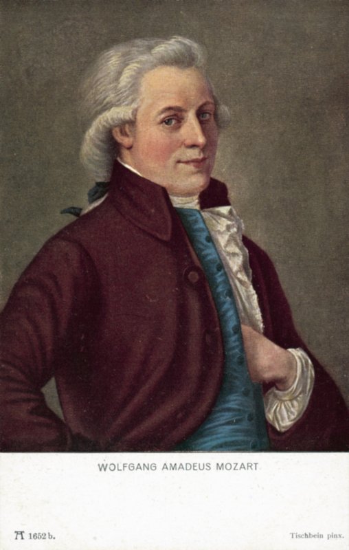 Wolfgang Amadeus Mozart (färg litho) av German School