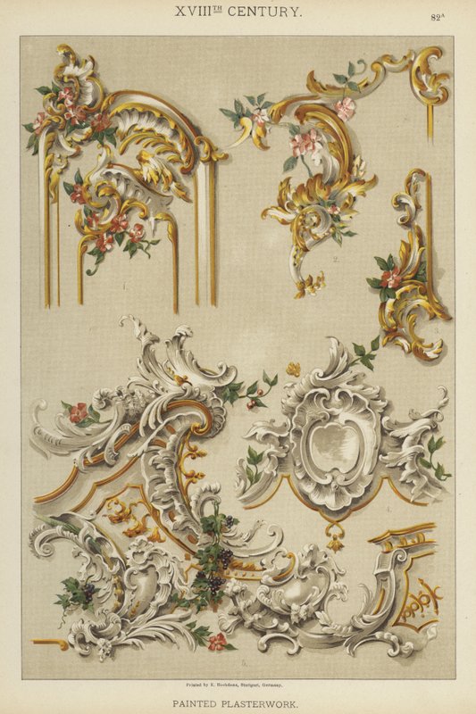 1800-talet, målat gipsarbete (lito i färg) av German School