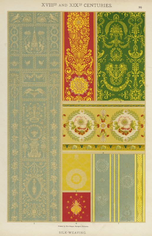 XVIII:e och XIX:e århundraden, sidenvävning (färg litho) av German School