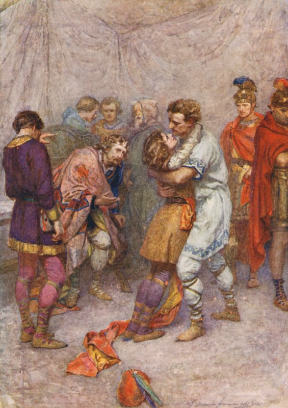 Shakespeare, Cymbeline (färglitografi) av Gertrude E. Demain (after) Hammond