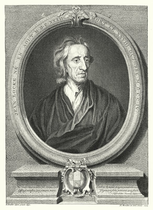 John Locke, engelsk filosof (gravyr) av Godfrey (after) Kneller