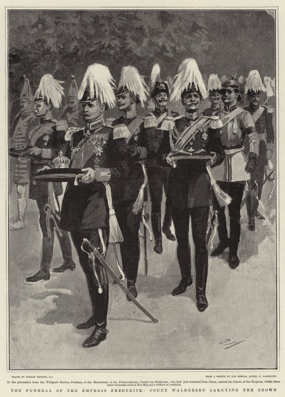 Begravningen av kejsarinnan Frederick, greve Waldersee som bär kronan av Gordon Frederick Browne
