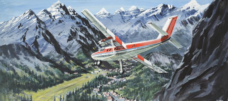 De Havilland Twin Otter (gouache på papper) av Graham Coton