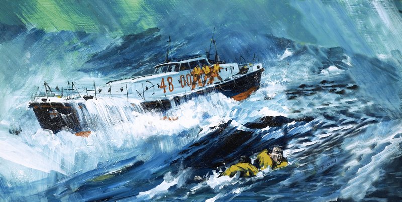 Livbåt räddar en man i havet av Graham Coton
