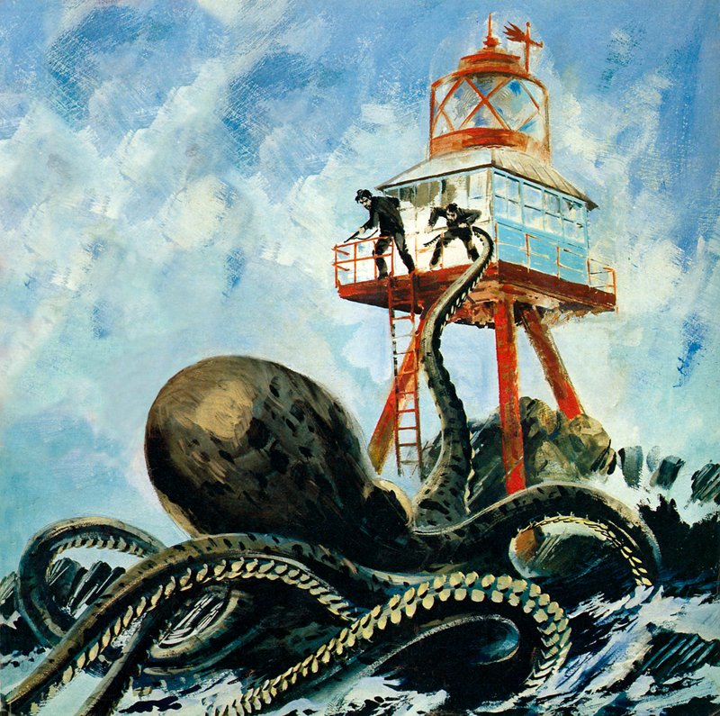 Monstret på Serrana Cay (färglitografi) av Graham Coton