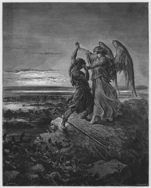 Gustave Dore Bibeln: Jakob brottas med ängeln av Gustave Dore