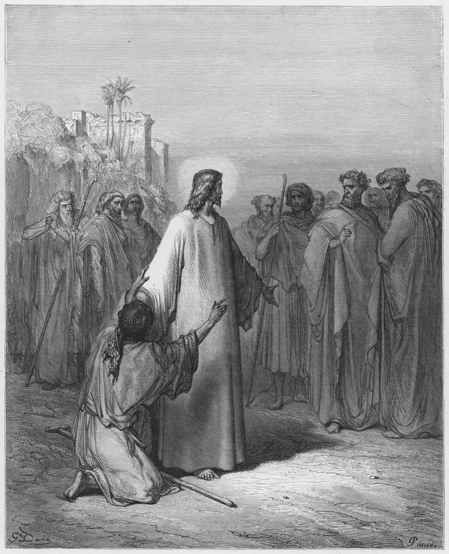 Gustave Dore Bibeln: Jesus botar mannen som är besatt av en djävul av Gustave Dore
