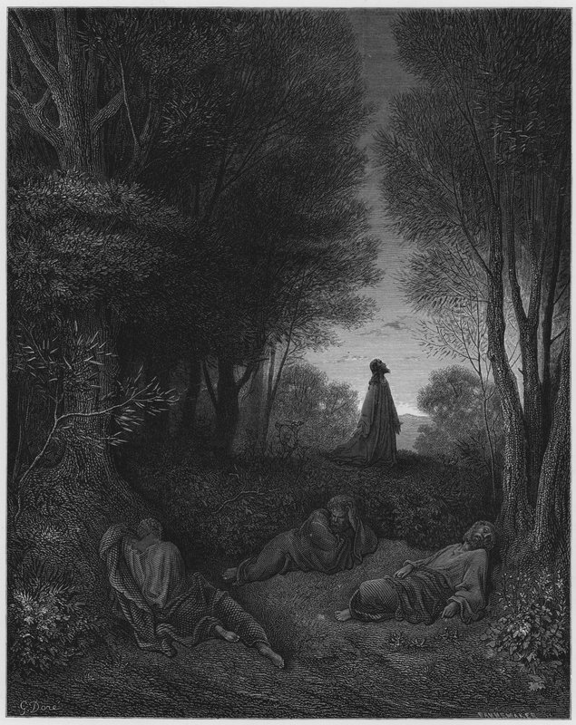 Gustave Dore Bibeln: Jesus ber i trädgården av Gustave Dore