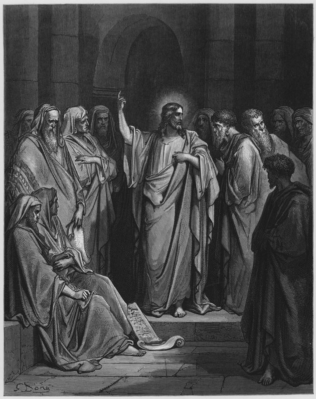 Gustave Dore Bibeln: Jesus predikar i synagogan av Gustave Dore