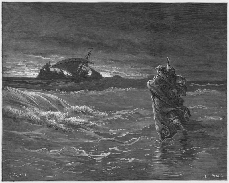 Gustave Dore Bibeln: Jesus vandrar på havet av Gustave Dore