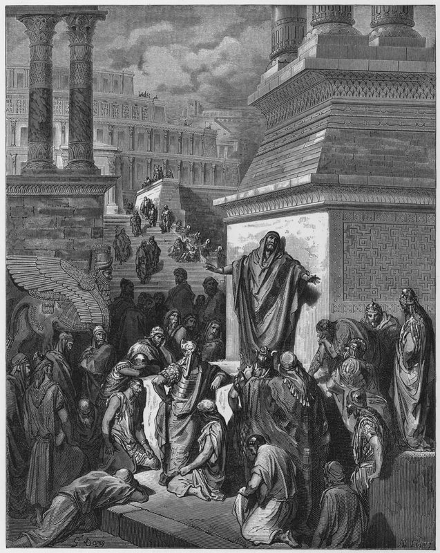 Gustave Dore Bibeln: Jona predikar för nineviterna av Gustave Dore