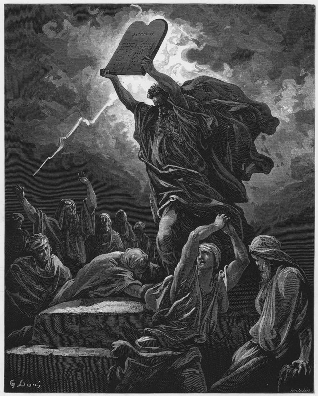 Gustave Dore Bibeln: Moses bryter mot lagens tabeller av Gustave Dore