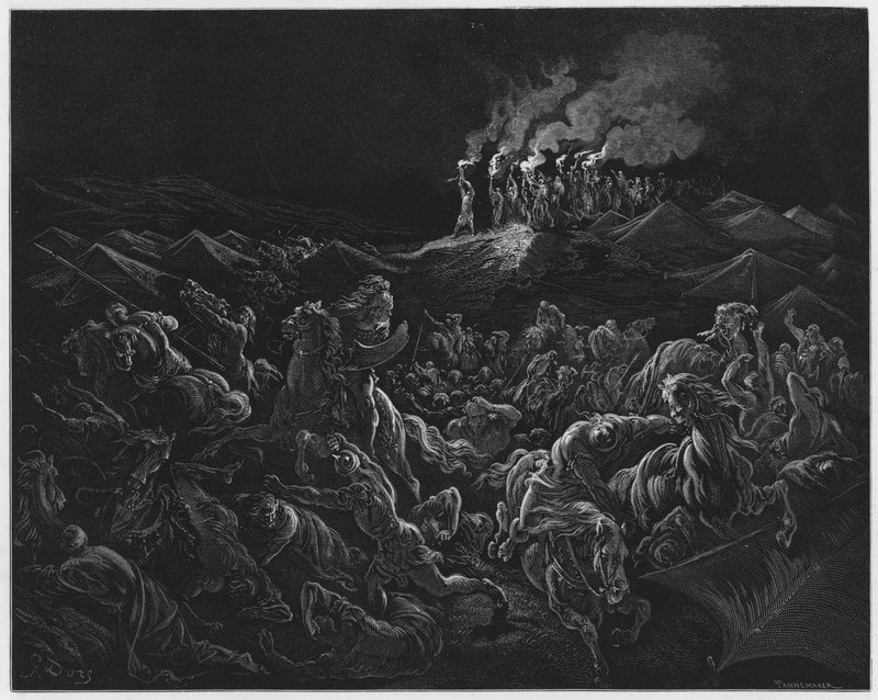 Gustave Dore Bibeln: Midjaniterna satte på flykt av Gustave Dore
