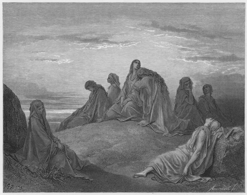Gustave Dore Bibeln: Israels döttrar beklagar Jeftas dotter av Gustave Dore
