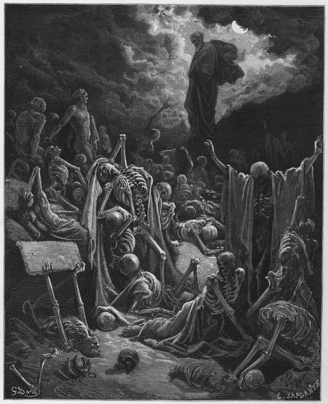 Gustave Dore Bibeln: Visionen av dalen av torra ben av Gustave Dore