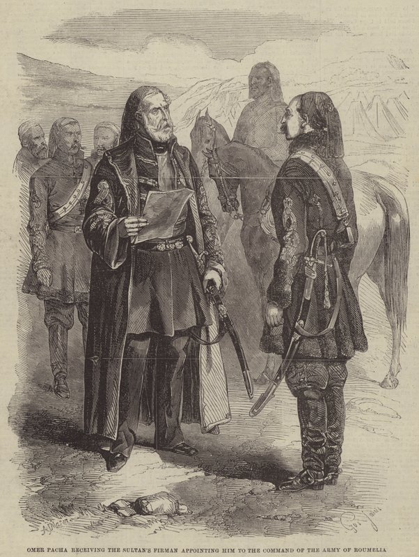 Omer Pacha tar emot sultanerna Firman som utnämner honom till kommandot för Army of Roumelia av Gustave Janet