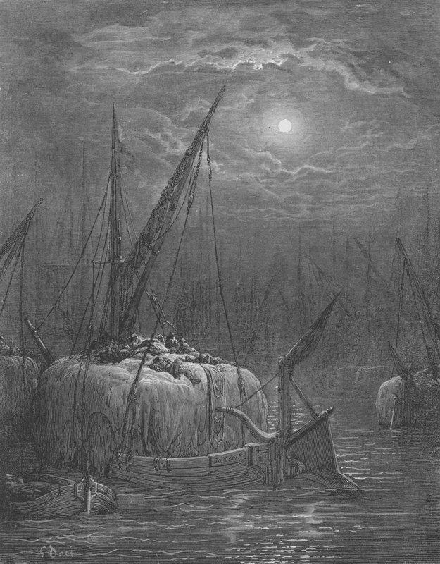 Hönsbåtar på Themsen av Gustave after Dore
