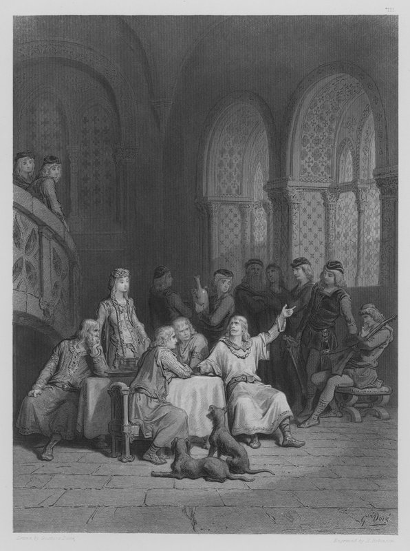 Lancelot berättar om sina äventyr av Gustave after Dore