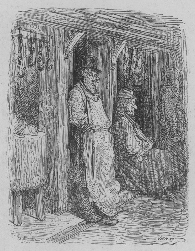 Slaktaren som väntar på sin praktik av Gustave after Dore