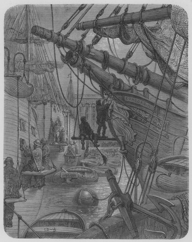 Concordia-fartyget, i en bassäng av hamnen av Gustave after Dore
