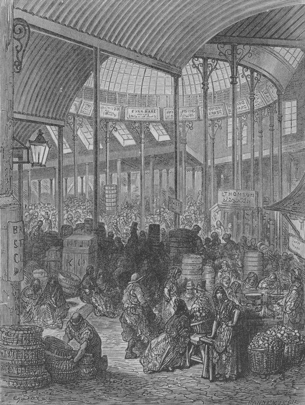 Grönsak Och Frukt Marknad av Gustave after Dore