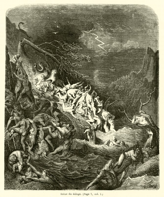 Scene du deluge av Gustave after Dore