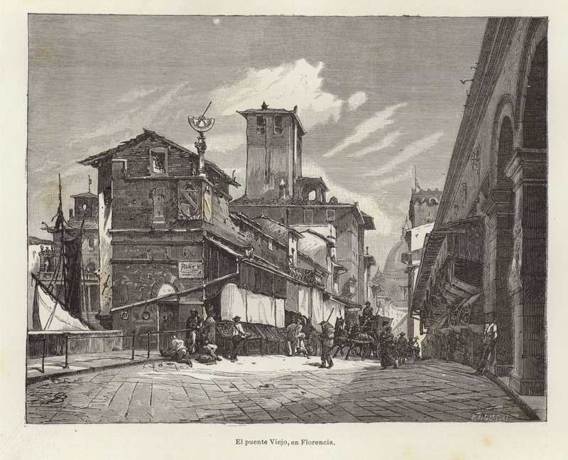 Ponte Vecchio i Florens av Gustave Bauernfeind