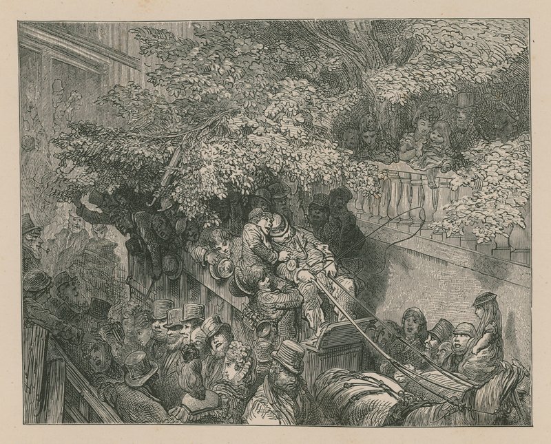 En fullsatt hästdragen tränare av Gustave Dore