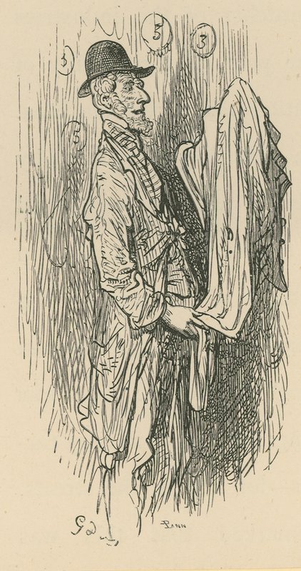 En man som håller i tyg av Gustave Dore