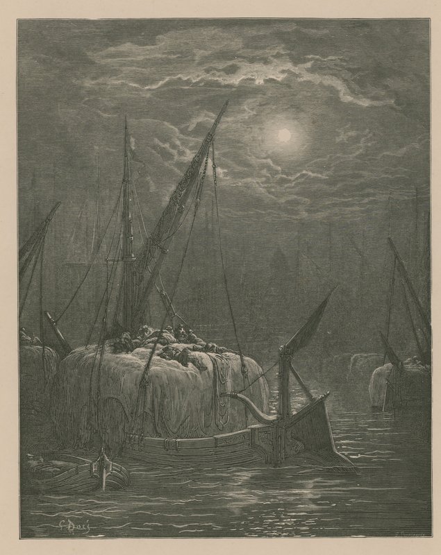Båtar på Themsen av Gustave Dore
