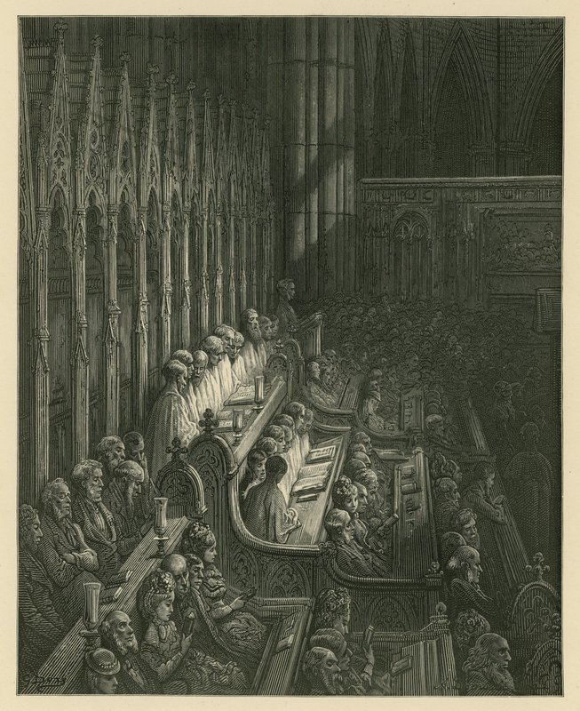 Kören i Westminster Abbey av Gustave Dore