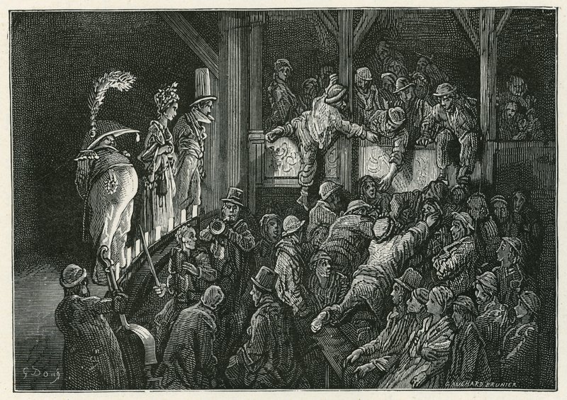 Penny Gaff i Whitechapel av Gustave Dore