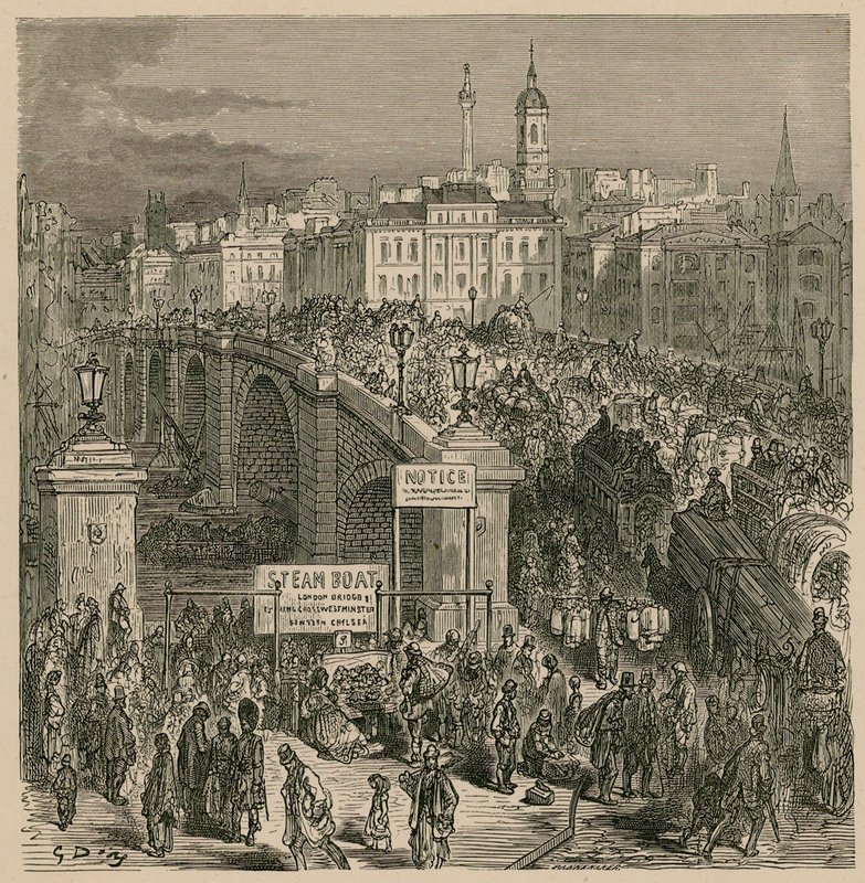 Trafiken på London Bridge av Gustave Dore