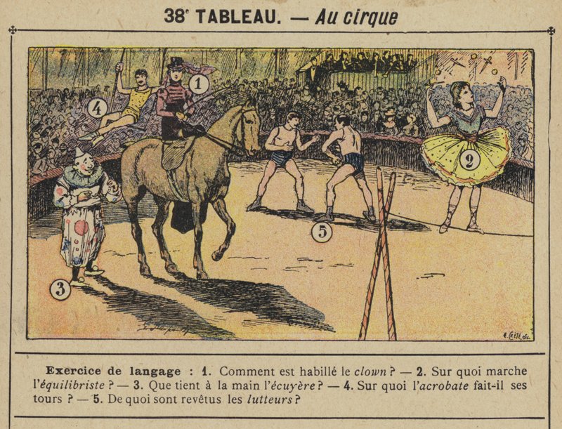 Au cirque (färg litho) av Gustave Fraipont