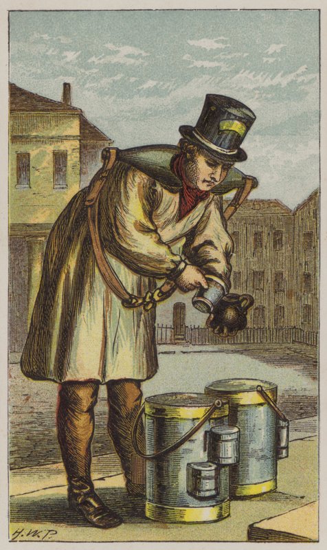 Milkman (färg litho) av H.W. (after) Petherick