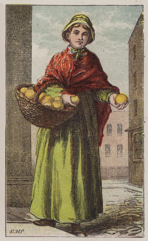 Orange flicka (färg litho) av H.W. (after) Petherick
