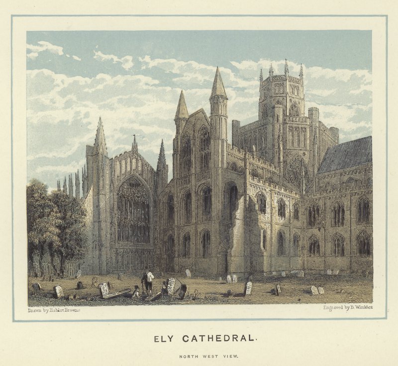 Ely Cathedral, nordvästlig vy av Hablot Knight Browne