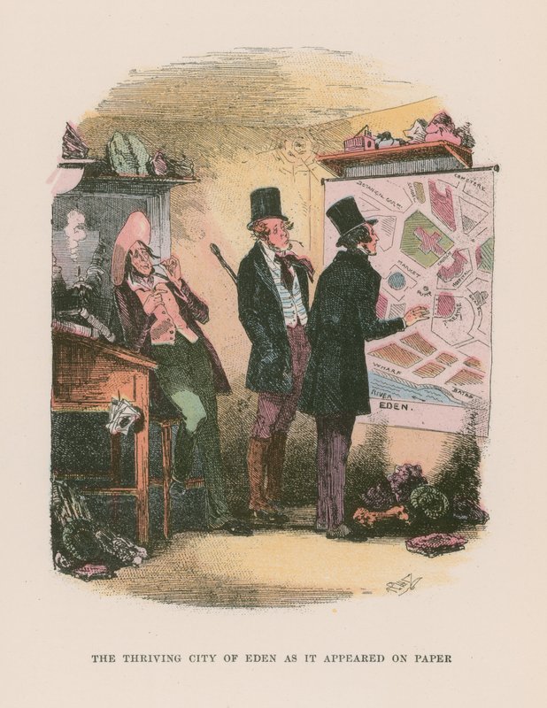 Illustration för Martin Chuzzlewit av Hablot Knight Browne