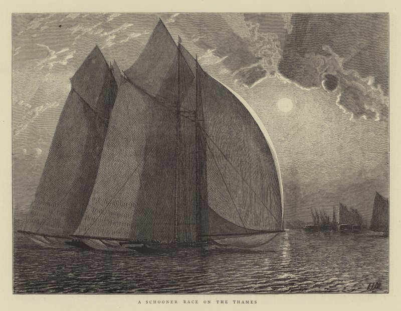 Ett Schooner Race på Themsen av Hamilton Macallum