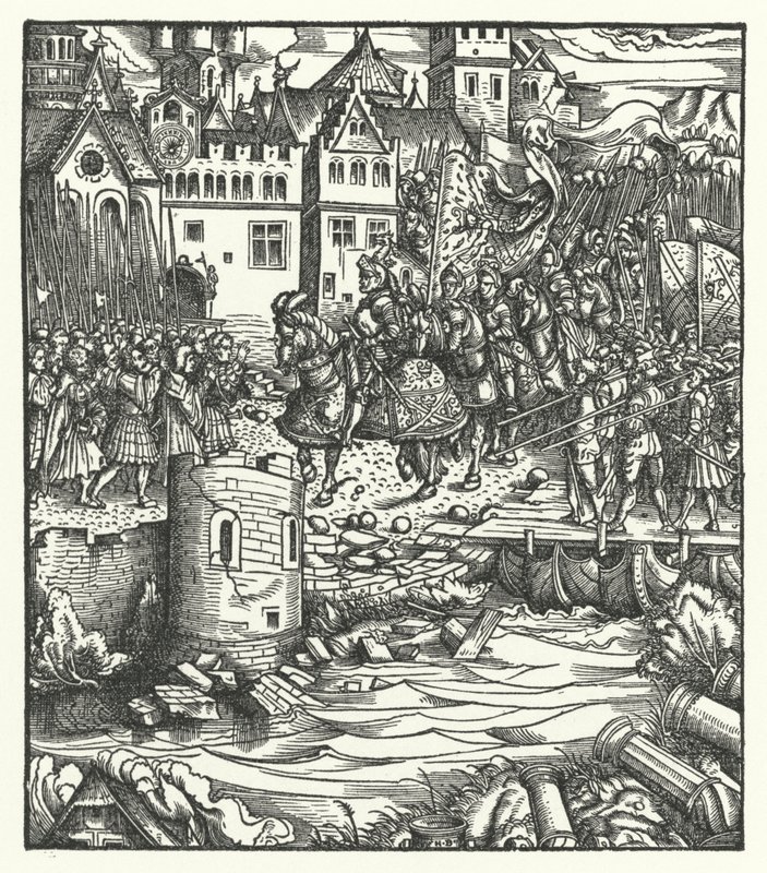 Ärkehertig Maximilian av Österrike går in i Utrecht av Hans (after) Burgkmair