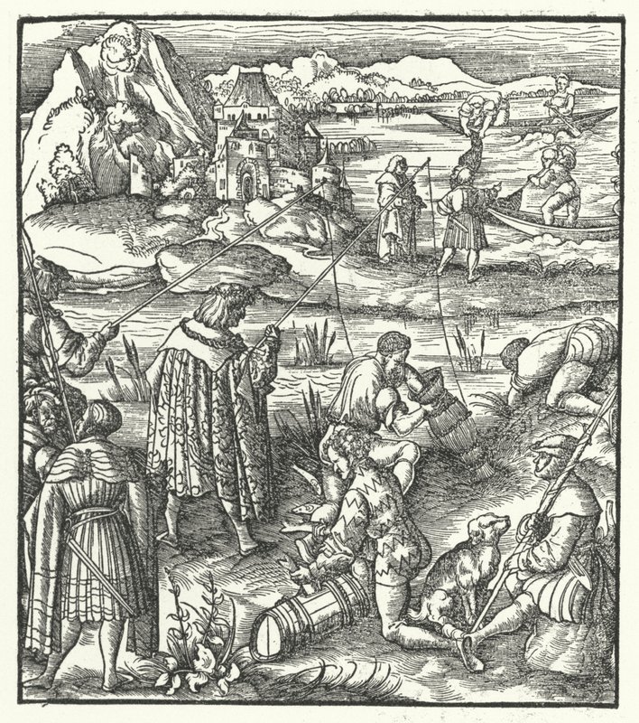Ärkehertig Maximilian av Österrike fiskar (gravyr) av Hans (after) Burgkmair