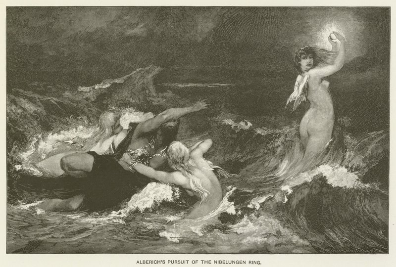 Alberichs jakt på Nibelungens ring av Hans Makart