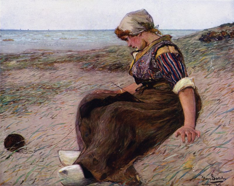 Djupt i eftertanke (färg litho) av Hans von Bartels