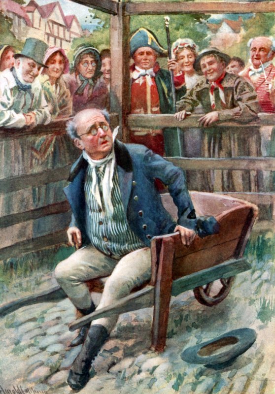 Mr. Pickwick in the Pound (färg litho) av Harold Copping