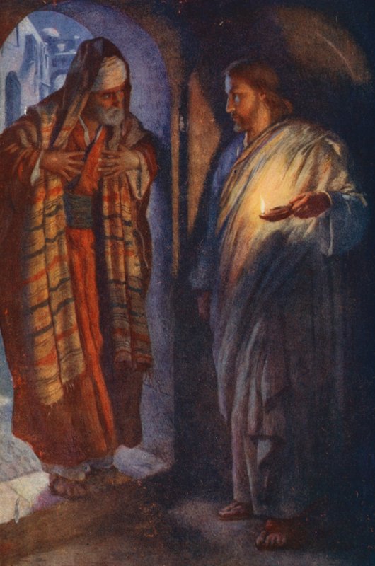Nya testamentet: Nikodemus (färglitografi) av Harold Copping